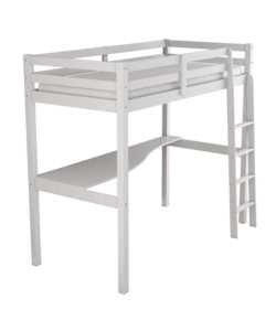 LETTO A SOPPALCO CON SCRIVANIA "NIZZA" IN PINO MASSELLO BIANCO LACCATO 90X190X176 CM